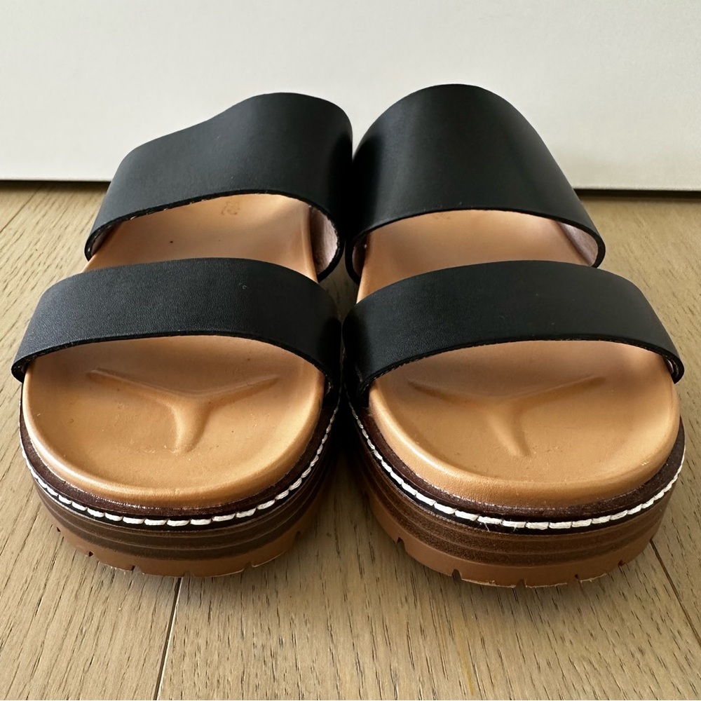 Madewell Charley Double Strap Slide Sandals True Black Size 6.5 Vacation Travel - Picture 3 of 11